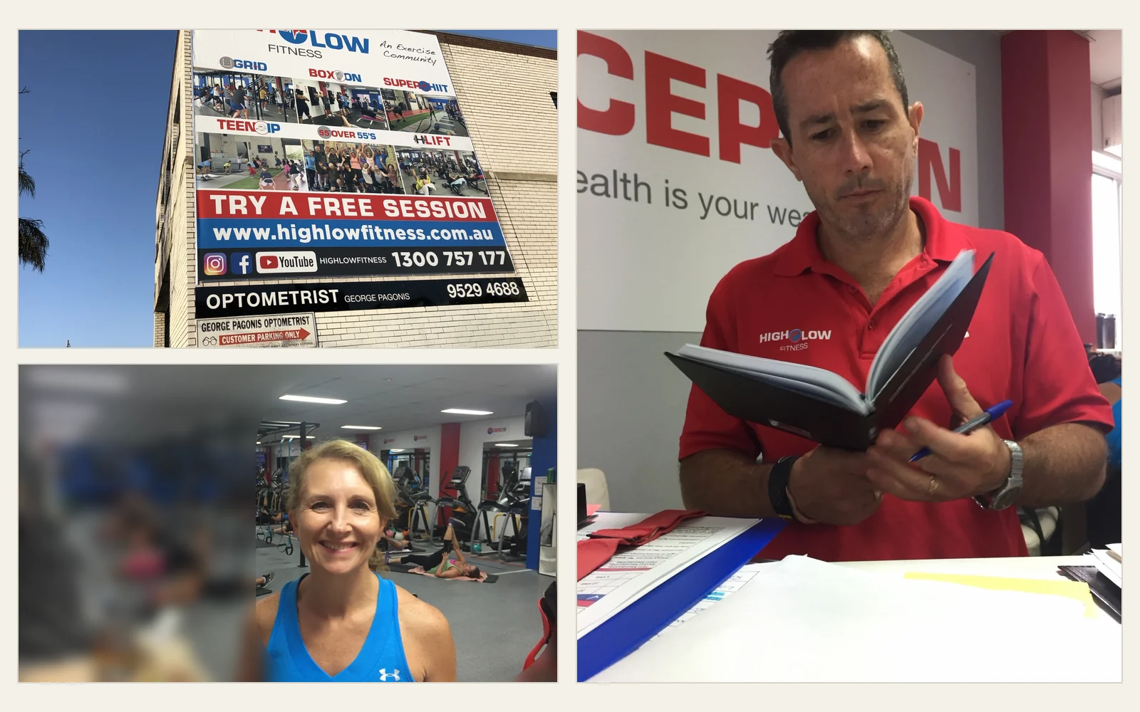 HighLow Fitness premises with Kerrie and Mark shown working in the business they built together.